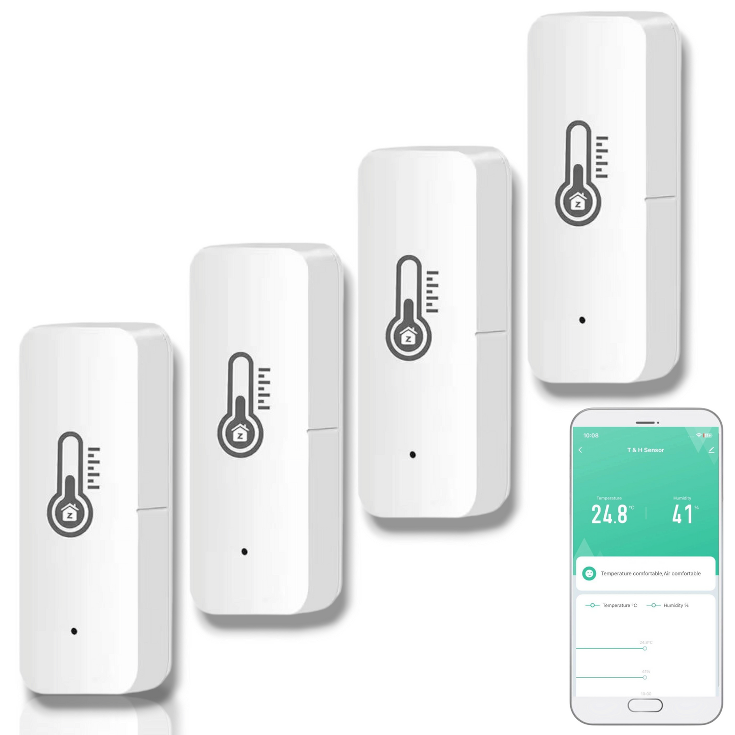 Zestaw 4x Czujników temperatury, wilgotności ZIGBEE TUYA / Smart Home