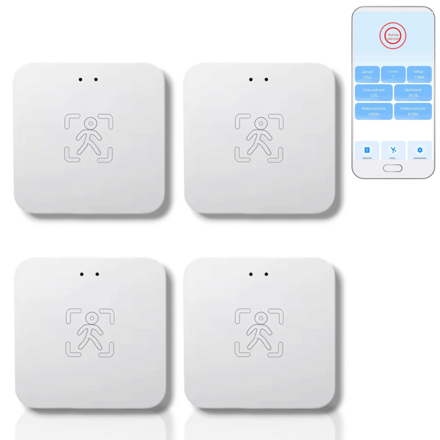 Zestaw 4x Czujnik Obecności Człowieka Zigbee Tuya 5.8GHz mmWave PIR Smart