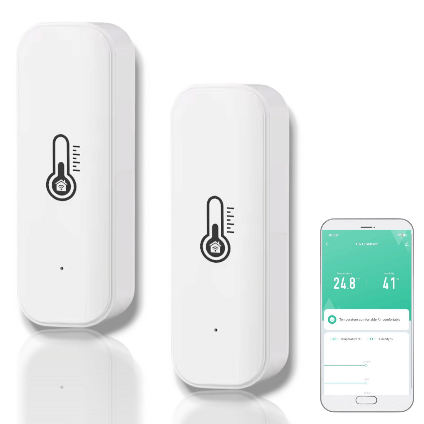 Zestaw 2x Czujników WiFi temperatury wilgotności Inteligentne czujniki TUYA