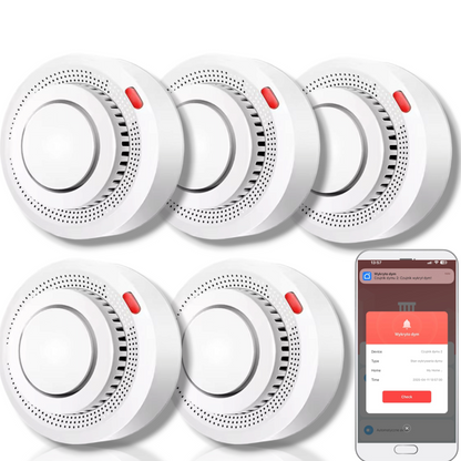 Zestaw 5x Czujników Dymu Głośny bezprzewodowy Detektor Pożaru WIFI TUYA