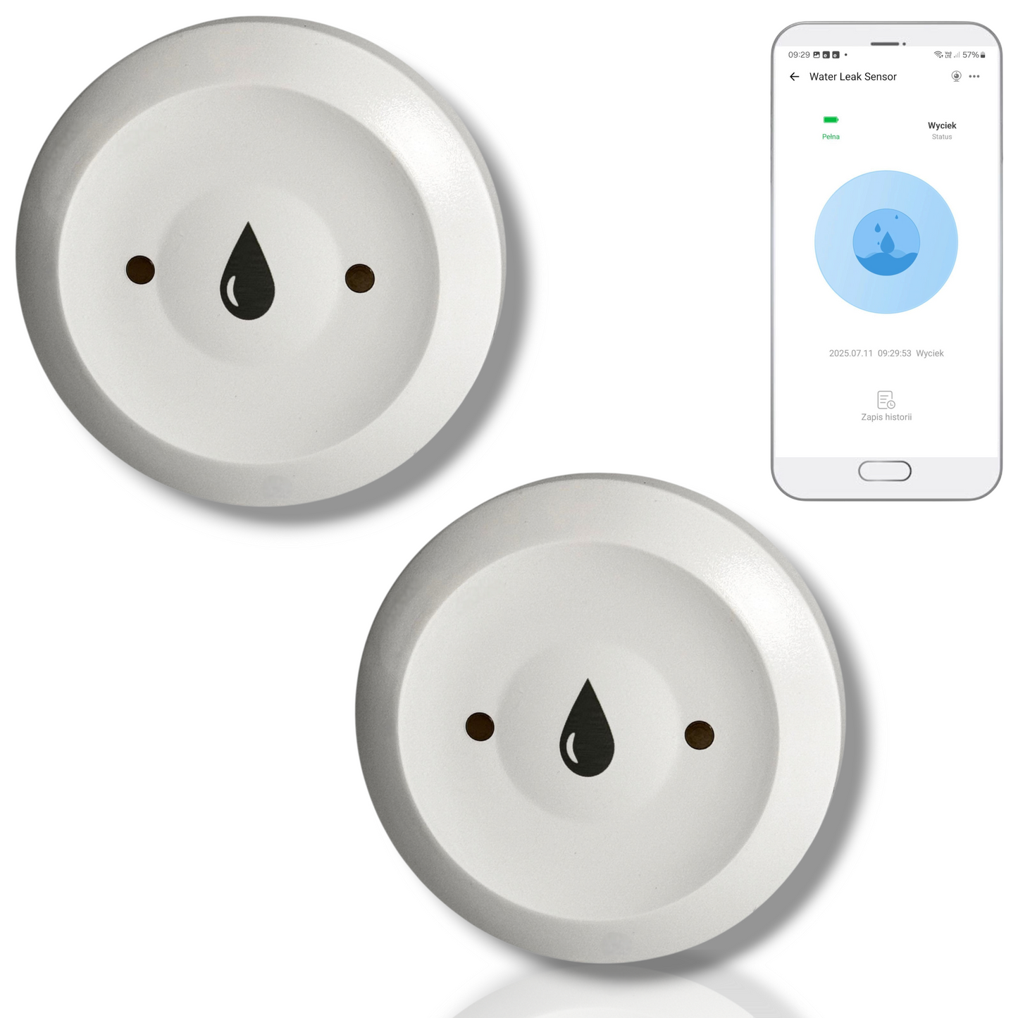 Zestaw 2x czujników zalania wodą Zigbee kompatybilny z eWeLink