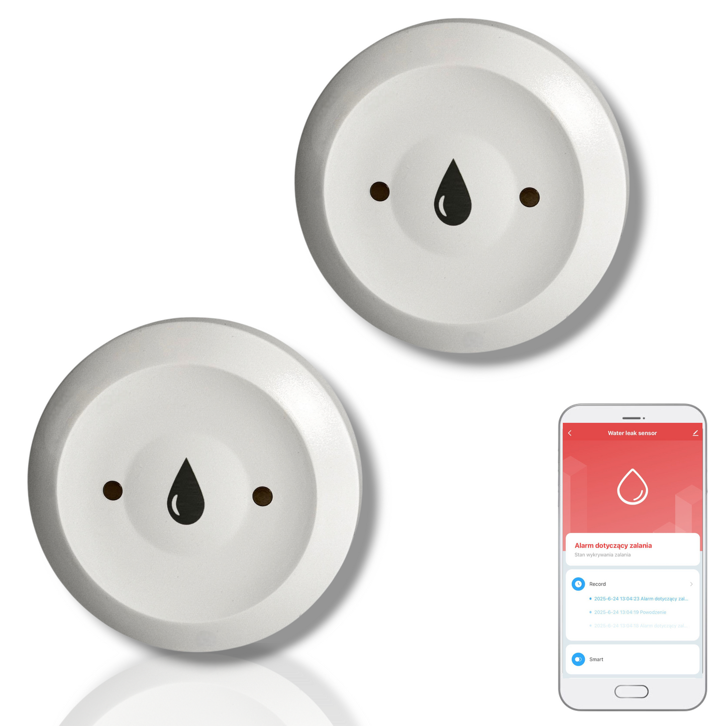 Zestaw 2x czujników zalania wodą Zigbee kompatybilny z Tuya/Smart Life