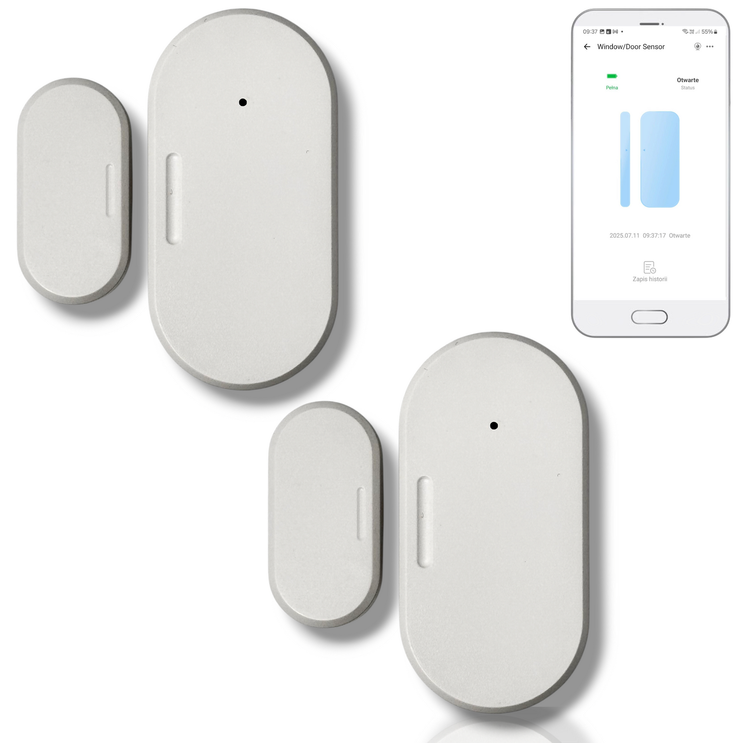 Zestaw 2x Czujników Otwarcia Drzwi i Okien Zigbee - Kompatybilny z eWeLink